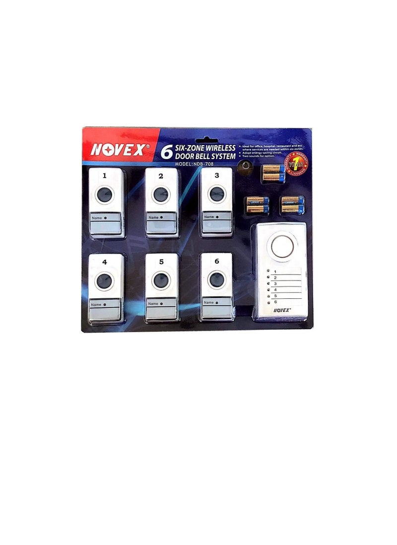 NOVEX - Novex Six Zone Wireless Door Calling Bell System - Image 1