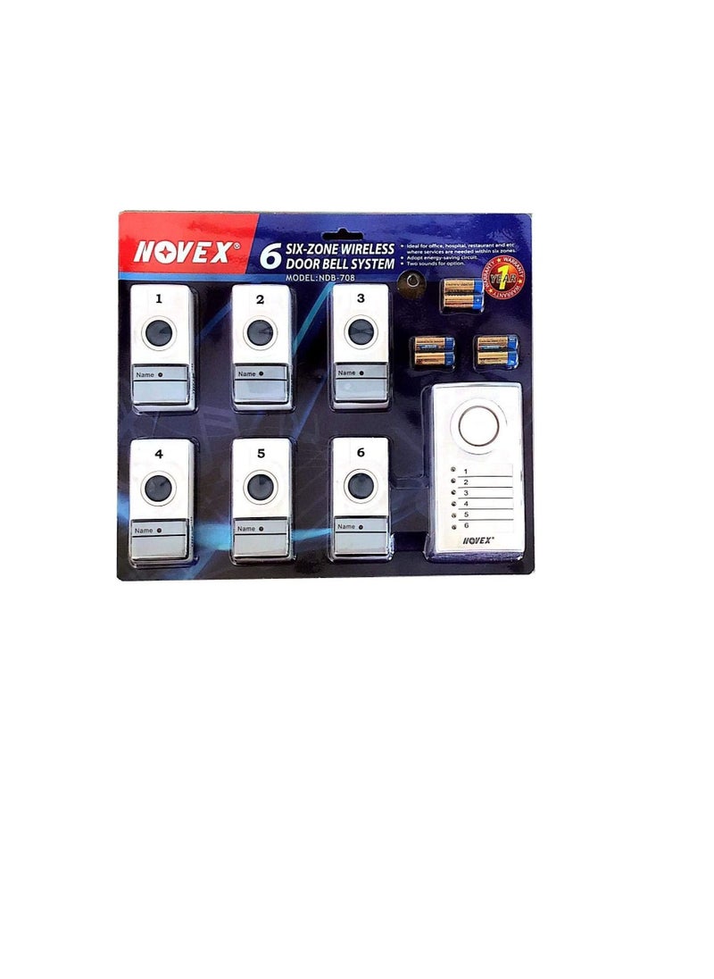 NOVEX - Novex Six Zone Wireless Door Calling Bell System - Image 1