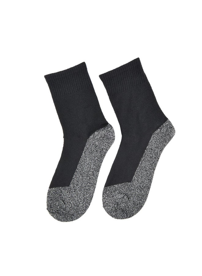 Colourblock Pattern Mid-Calf Length Sports Socks Black/Grey - Image 2
