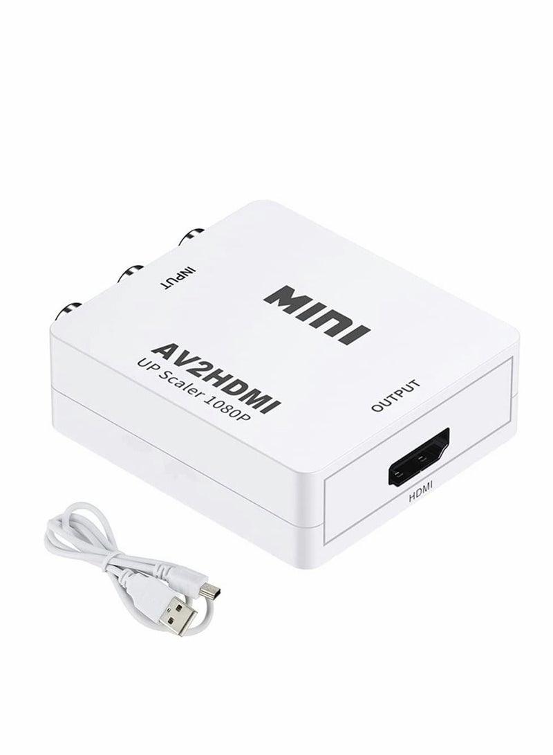 Y&D RCA to HDMI AV HDMI CVBS Converter RAC Audio and Video Adapter Supporting PAL/NTSC for TV/PC/ PS3/ STB/Xbox VHS/VCR/Blue-Ray DVD Players (White) - Image 1