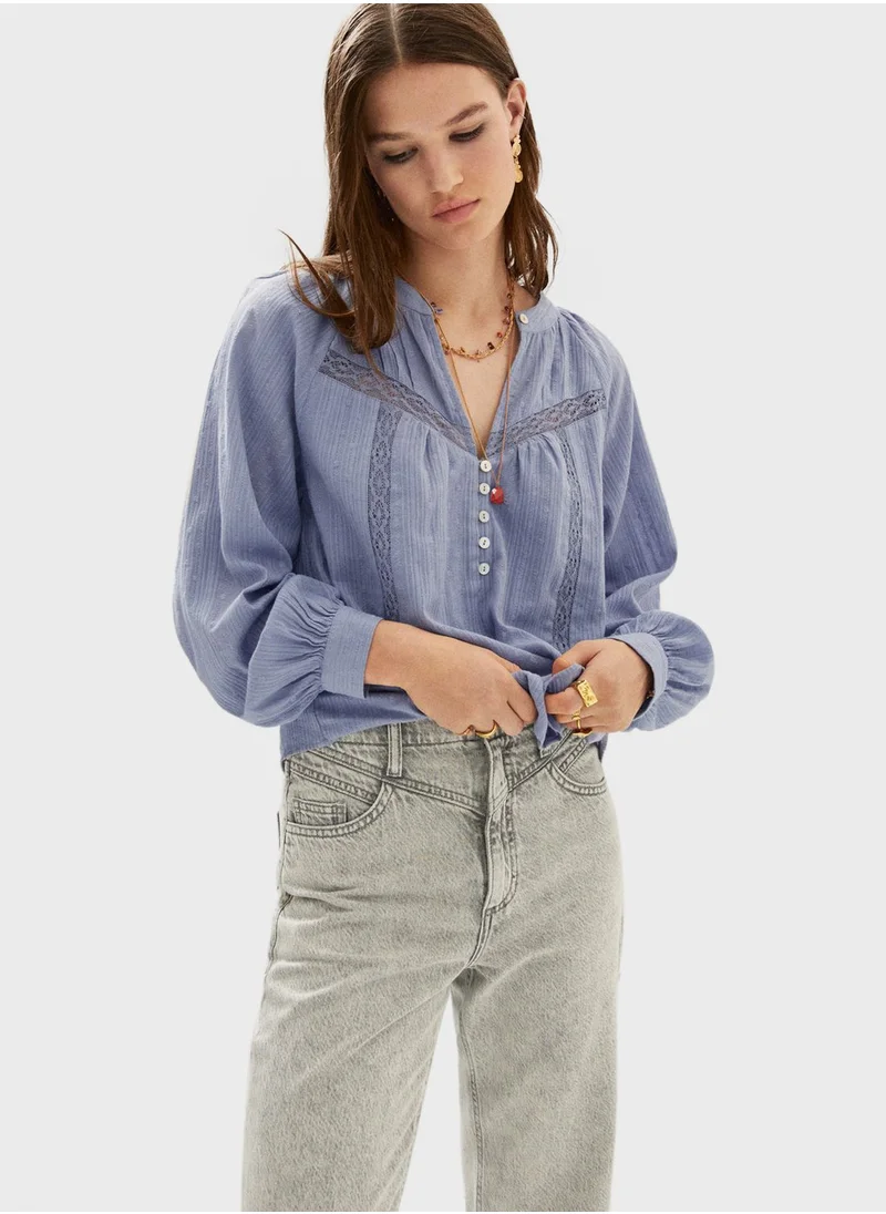 MANGO Wide Leg Pocket Detail Jeans