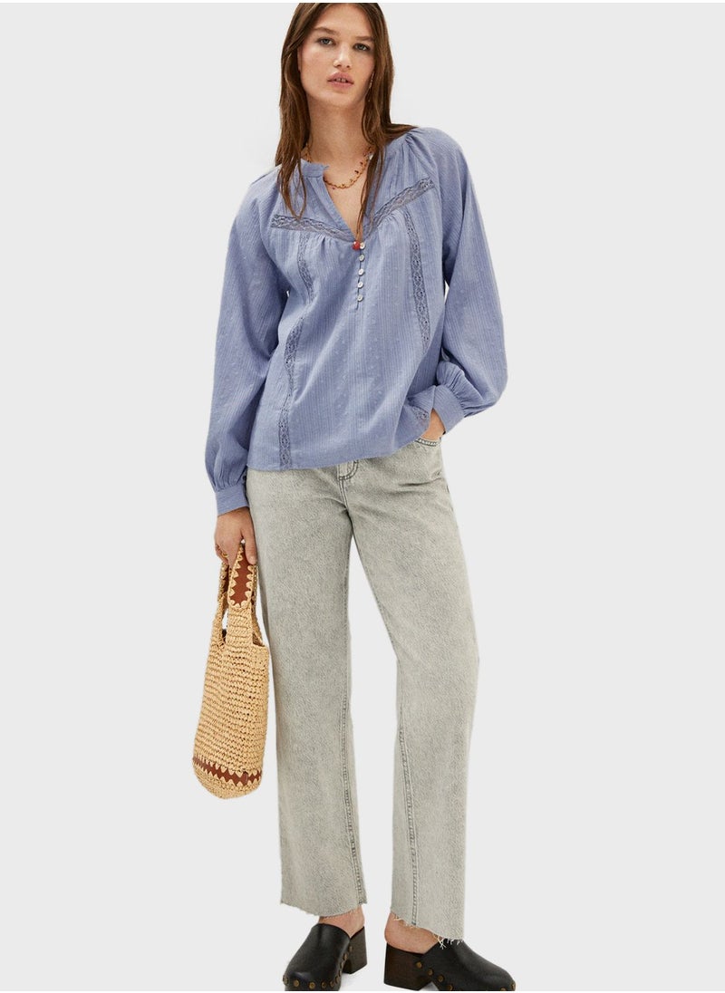 MANGO - Wide Leg Pocket Detail Jeans - Image 1