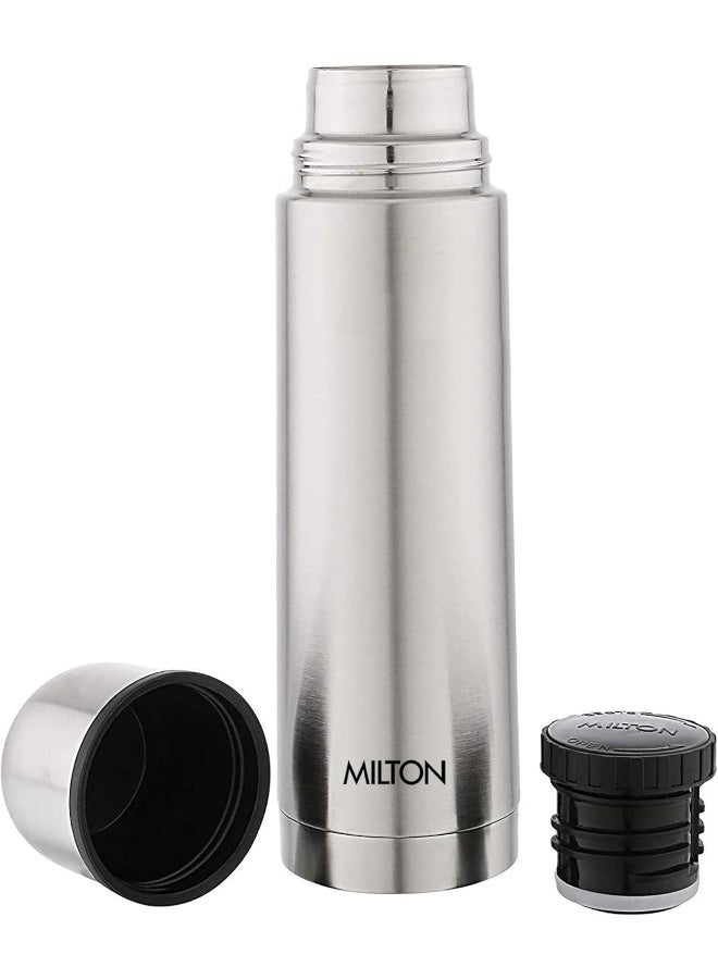 Milton Plain Lid Flask (350 ml) Stainless Steel Water Bottle – Double-Walled Vacuum Insulated to Keep Drinks Hot or Cold for 24 Hours, Leak-Proof Lid with Jacket, Ideal for Office – Silver - Image 2
