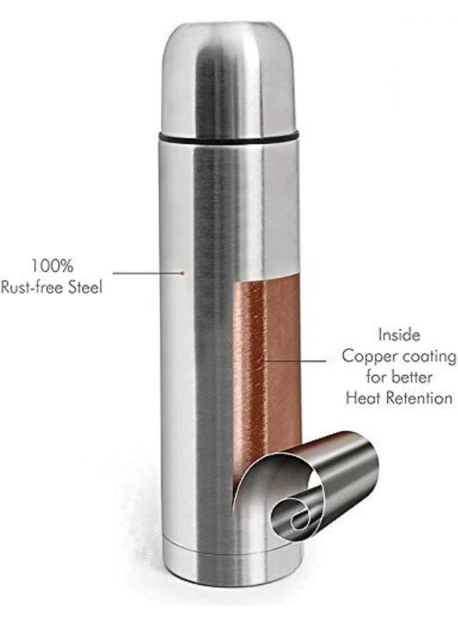 Milton Plain Lid Flask (350 ml) Stainless Steel Water Bottle – Double-Walled Vacuum Insulated to Keep Drinks Hot or Cold for 24 Hours, Leak-Proof Lid with Jacket, Ideal for Office – Silver - Image 4