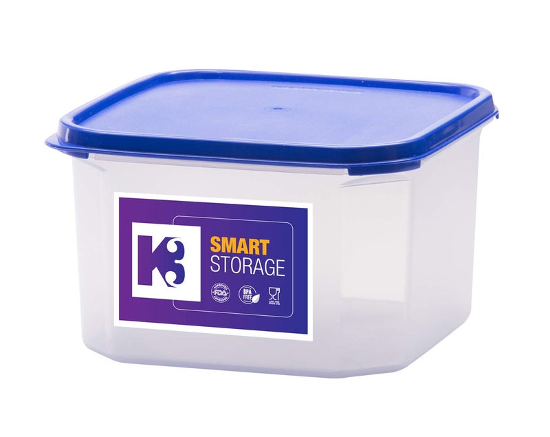 K3 Magnum Square Smart Storage Plastic Container -Blue (2.8 ltr (Pack of 3)) - Image 2