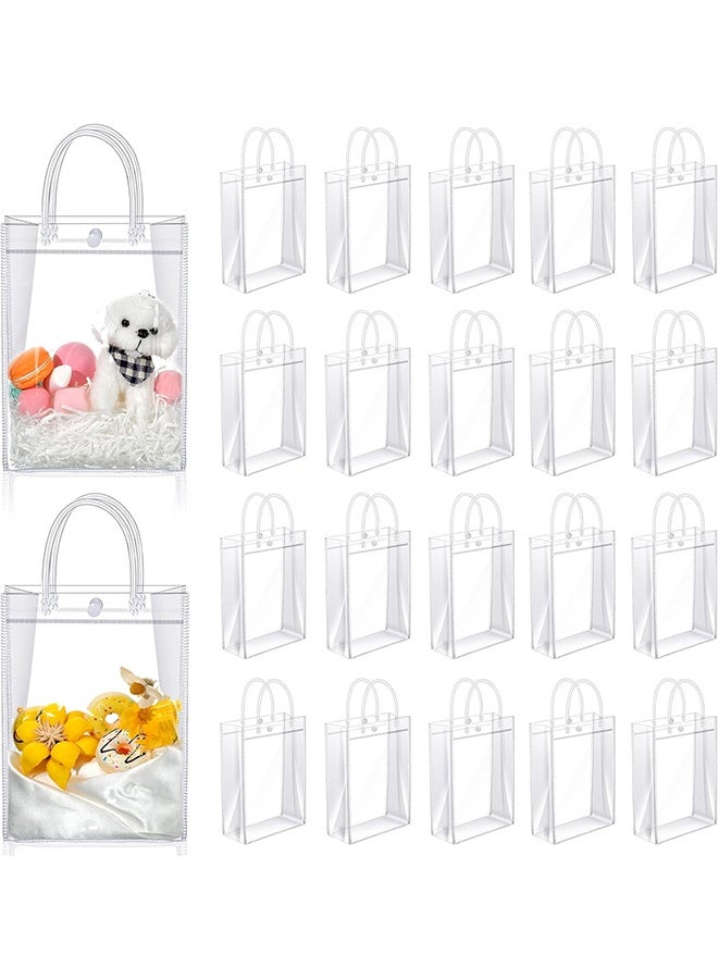 يلا جوي أكياس هدايا شفافة من البولي فينيل كلوريد مع مقابض قابلة لإعادة الاستخدام، أكياس تسوق شفافة لحفلات الزفاف والبضائع والتجزئة والشركات الصغيرة، 25 × 18 × 7 سم (20 قطعة) - Image 1