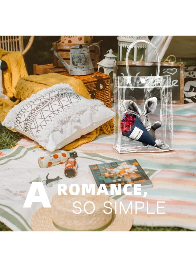 يلا جوي أكياس هدايا شفافة من البولي فينيل كلوريد مع مقابض قابلة لإعادة الاستخدام، أكياس تسوق شفافة لحفلات الزفاف والبضائع والتجزئة والشركات الصغيرة، 25 × 18 × 7 سم (20 قطعة) - Image 5