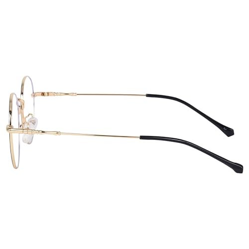Dervin Zero Power Computer Bluelight Blocking Glasses For Men and Women | Blue Cut Computer Glasses | Full Rim Oval Shape Glasses | Anti Glare, Lightweight & Blocks Harmful Rays (Gold Black) - Image 4