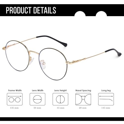 Dervin Zero Power Computer Bluelight Blocking Glasses For Men and Women | Blue Cut Computer Glasses | Full Rim Oval Shape Glasses | Anti Glare, Lightweight & Blocks Harmful Rays (Gold Black) - Image 5
