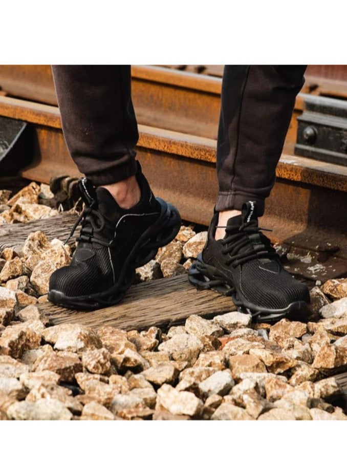 Breathable Steel Toe Safety Shoes for Men and Women Indestructible Work Sneakers for Construction Slip-On Round Toe EVA Sole (46 EUR) - Image 5