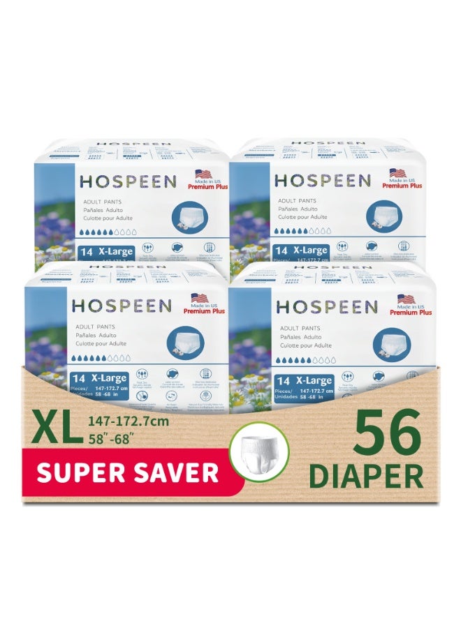 Hospeen Nateen Hospeen Premium Overnight Adult Diapers,Disposable Period Pants for Women, Postpartum Underwear, Adult pull ups for Light Incontinence, Size XL/XXL,Waist Size 147-172cm, (56 Count) - Image 1