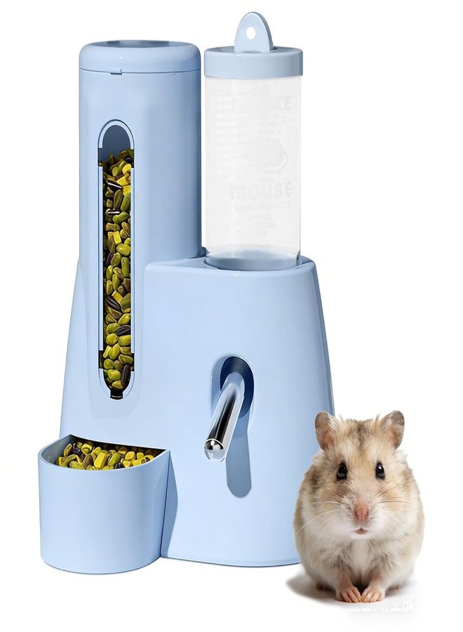 IVICOO Hamster Food Bowl Guinea Pig Water Bottle No Drip - 2-in-1 Automatic Feeder and Waterer with Roller Ball Design, 300ml+80ml - Image 1