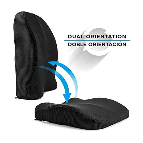 obliq Memory Foam Chair Cushion for Back Pain Relief Orthopedic Lumbar Support Backrest Pillow for Office Chairs & Cars (Black) - Image 3