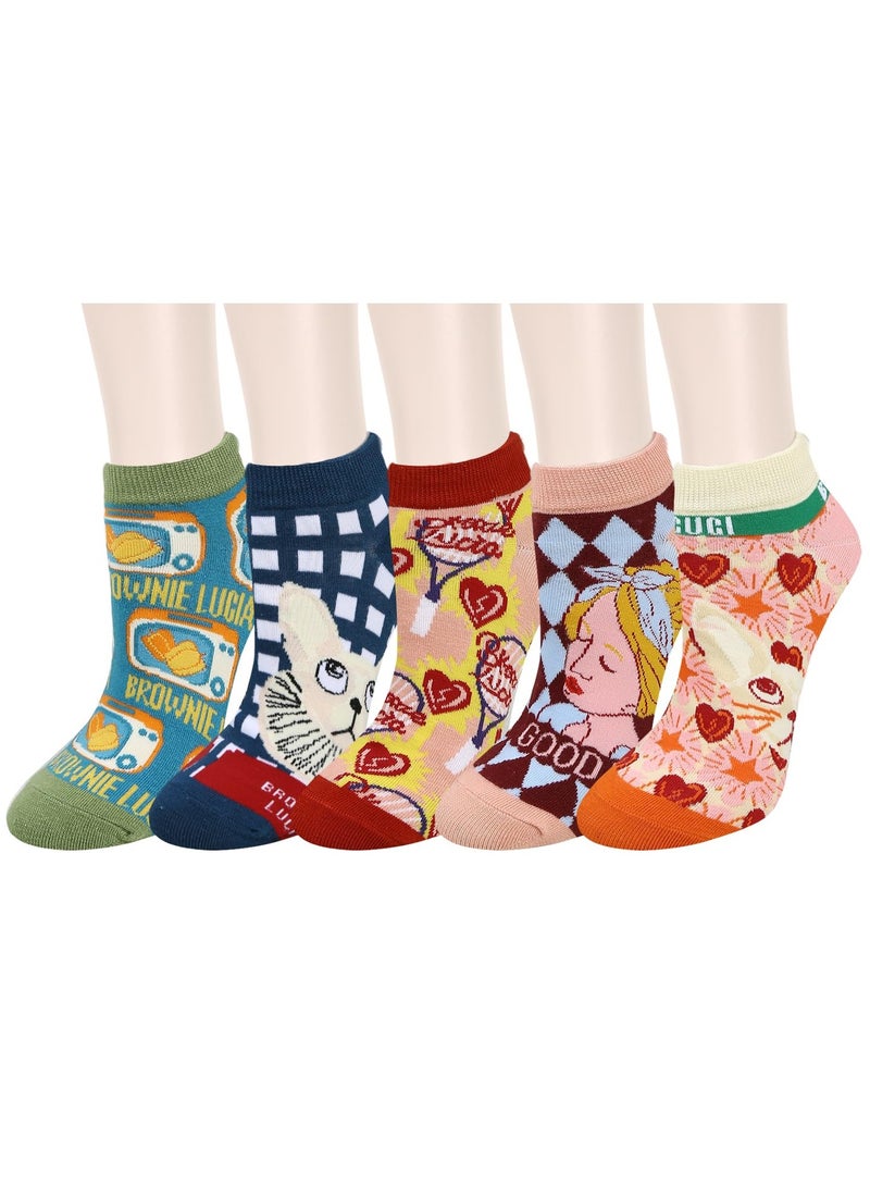 SYOSI Womens Girls Fun Novelty Ankle Socks Cute Colorful Cartoon Animal Floral Cotton Short Low Cut Socks Gift - Image 1