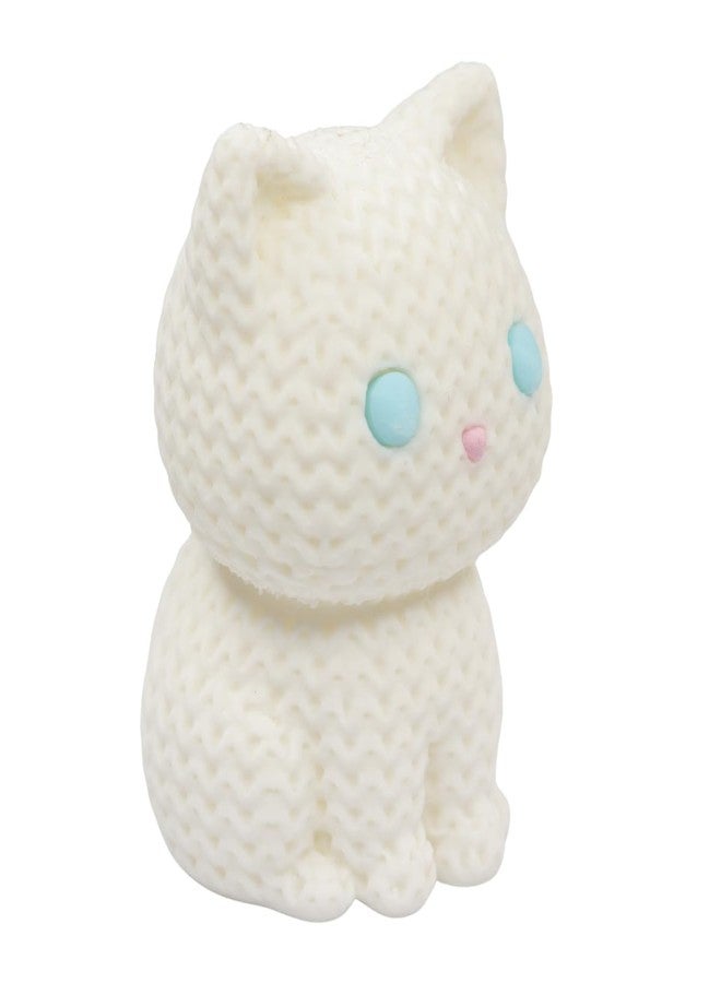 HICHISO - BILLOO The Knitted White Kitten | Desk Buddy | Cute Cat Figurine for Office & Home | Eco-Friendly Biodegradable Polymer | Mood Booster & Stress Relief for Cat Lovers (Blue Eyes) - Image 1