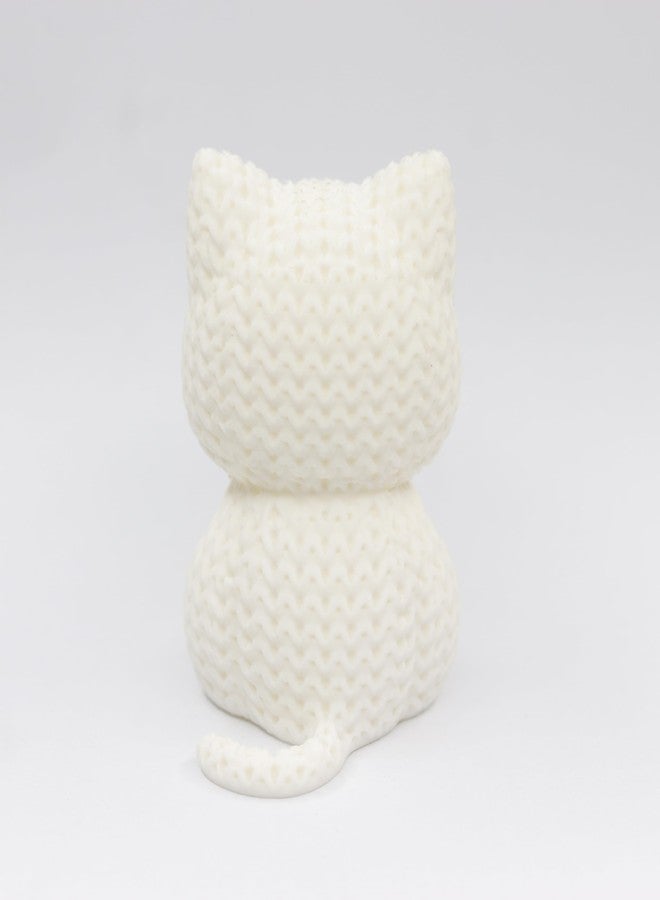 HICHISO - BILLOO The Knitted White Kitten | Desk Buddy | Cute Cat Figurine for Office & Home | Eco-Friendly Biodegradable Polymer | Mood Booster & Stress Relief for Cat Lovers (Blue Eyes) - Image 5