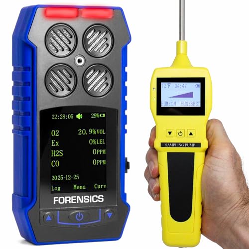 FORENSICS DETECTORS FD Multigas Detector Analyzer + Pump with Probe | USA NIST Calibration | Confined Space Entry Testing | USB Recharge | 4 Sensors - CO, H2S, O2, EX LEL | 4 Gas Monitor | - Image 1
