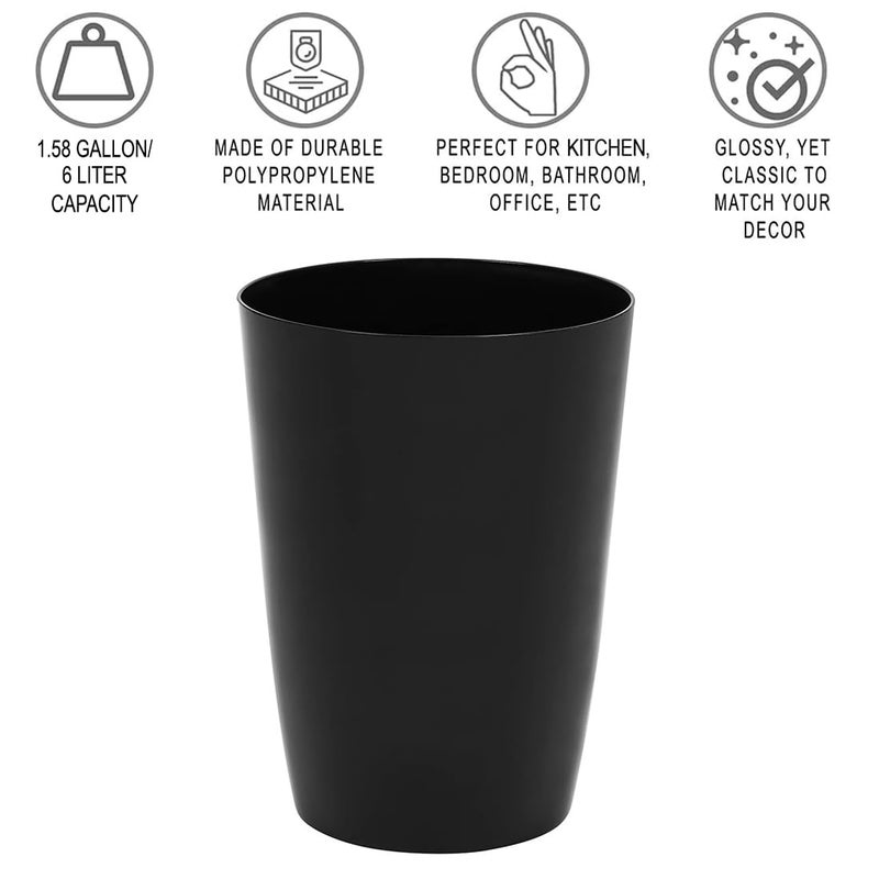 HOLDN’ STORAGE Small Trash Can–Open Top Garbage Cans for Kitchen, Office, Dorm, Bathroom, etc.–Waste Can for Compact/Tight Spaces –The Perfect Bathroom Trash Can – 10.5” x 7.5” Trash Bin–Glossy Black - Image 3