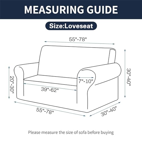 Cupuamon 2025 New Stretch Loveseat Sofa Slipcovers Couch Cover for 2 Cushion Furniture Protector Sofa Covers with Elastic Bottom Jacquard Fabric Small Checks for Pets, Kids - Black - Image 2