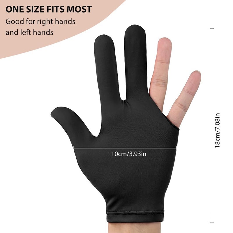 Proberos قفازات سنوكر 5 قطع للرجال/النساء، قفازات بلياردو قابلة للتنفس من سباندكس، قفازات بلياردو بثلاثة أصابع لليد اليسرى/اليمنى، خفيفة الوزن وقابلة للتمدد، مقاس عالمي، أسود - Image 4