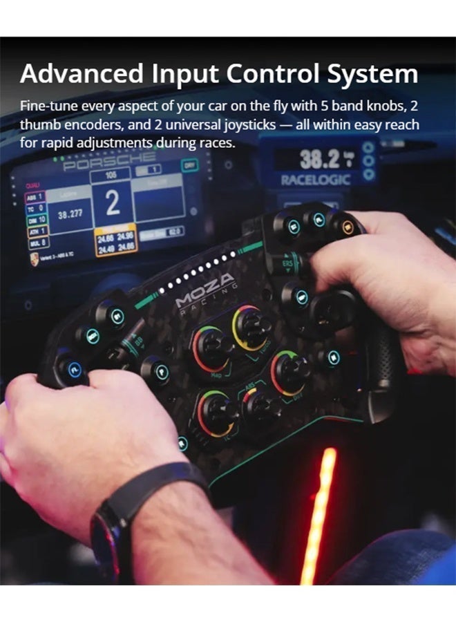 Moza عجلة القيادة GS V2P للسباقات 300 مم GT للكمبيوتر – عجلة سباق محاكاة مع إطلاق سريع من الألمنيوم بالكامل، عرض LED بتقنية 8 ألوان، ناقلات مغناطيسية، عجلة سباق ودريفت GT متميزة - Image 3