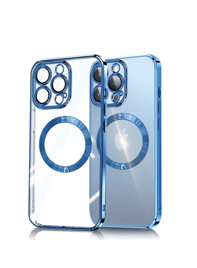 Luxury Plating Clear Magnetic For Magsafe Wireless Charge Case Compatible With IPhone 14 Pro Max Soft Silicone Ultraslim Edges Protective TPU PC Hybrid Case(14 Pro Max) - Image 1