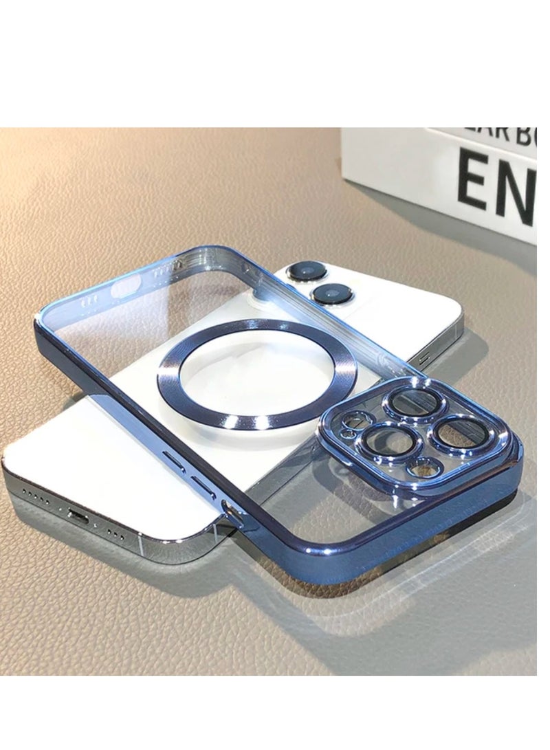 Luxury Plating Clear Magnetic For Magsafe Wireless Charge Case Compatible With IPhone 14 Pro Max Soft Silicone Ultraslim Edges Protective TPU PC Hybrid Case(14 Pro Max) - Image 2