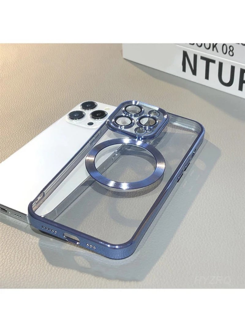 Luxury Plating Clear Magnetic For Magsafe Wireless Charge Case Compatible With IPhone 14 Pro Max Soft Silicone Ultraslim Edges Protective TPU PC Hybrid Case(14 Pro Max) - Image 3
