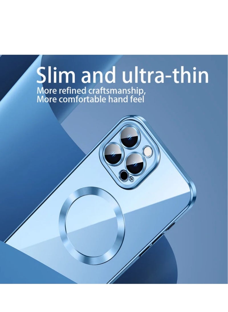 Luxury Plating Clear Magnetic For Magsafe Wireless Charge Case Compatible With IPhone 14 Pro Max Soft Silicone Ultraslim Edges Protective TPU PC Hybrid Case(14 Pro Max) - Image 4