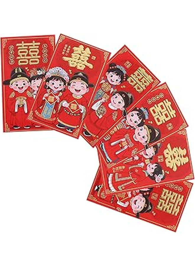 6Pcs Traditional Chinese Red Envelopes For Wedding Cash Gifts And Celebrations - Image 1