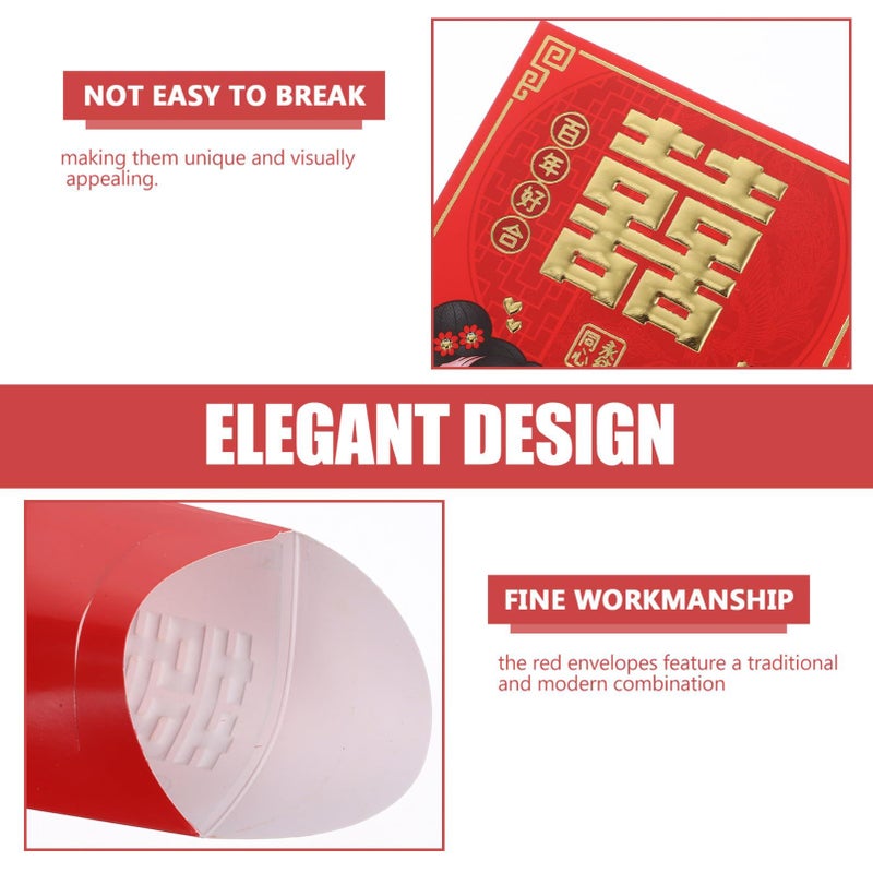 6Pcs Traditional Chinese Red Envelopes For Wedding Cash Gifts And Celebrations - Image 4