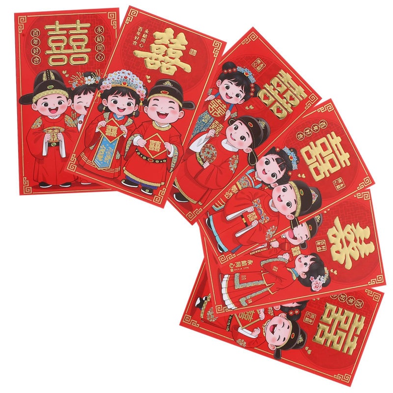 6Pcs Traditional Chinese Red Envelopes For Wedding Cash Gifts And Celebrations - Image 2