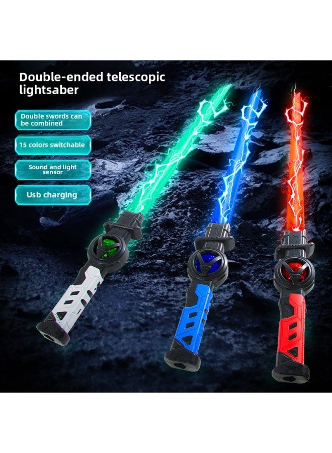 Children's Telescopic Laser Sword Boy Glow Stick Star Luminous Sword 2 In 1 Cool Flash Stick Toy-Colour:Solid Rock Gray-scalable 15-color Laser Sword [aq003b E-commerce Box] - Image 2