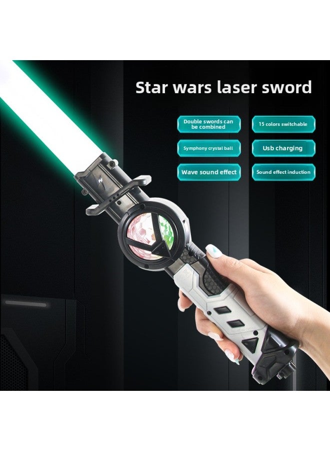 Children's Telescopic Laser Sword Boy Glow Stick Star Luminous Sword 2 In 1 Cool Flash Stick Toy-Colour:Solid Rock Gray-scalable 15-color Laser Sword [aq003b E-commerce Box] - Image 3