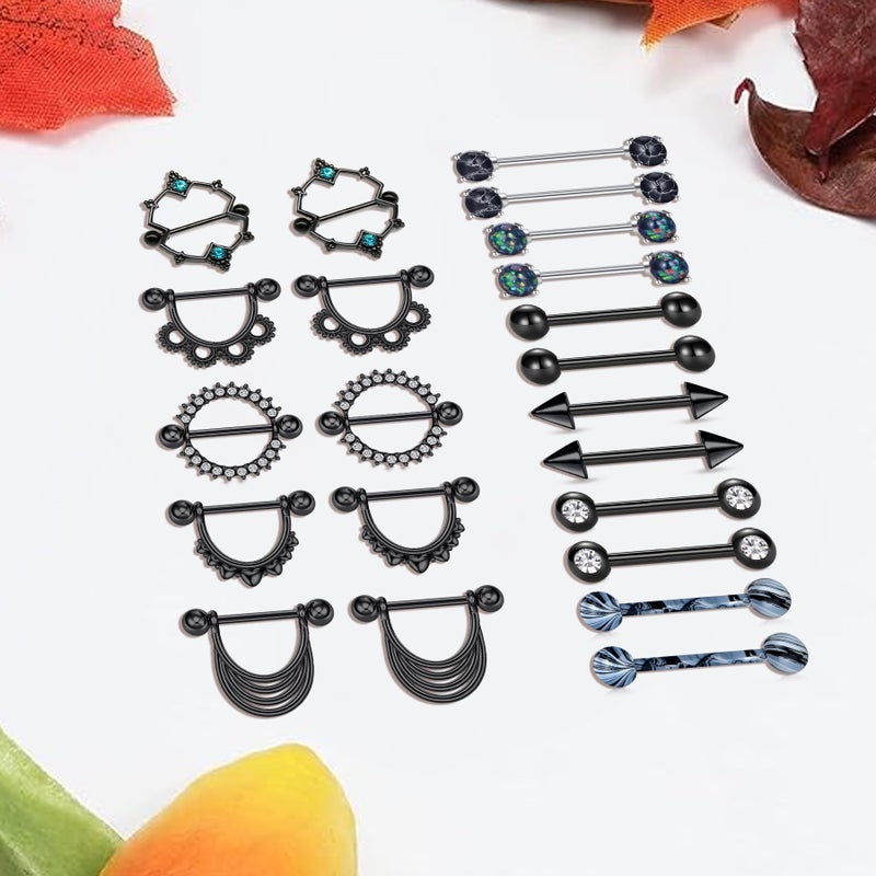 D.Bella 14G Nipple Rings Stainless Steel Nipplerings Piercing Women CZ Nipple Piercing Barbell Tongue Rings Piercing Jewelry for Women 9/16Inch - Image 4