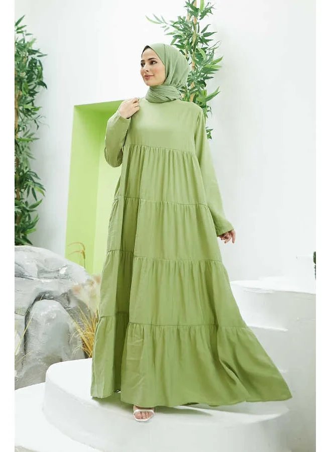 Neways 6400-MODAL Pleated Dress Pistachio Green