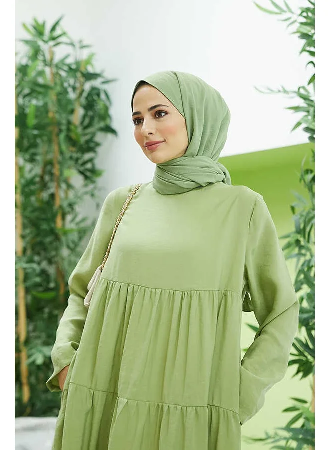 Neways 6400-MODAL Pleated Dress Pistachio Green