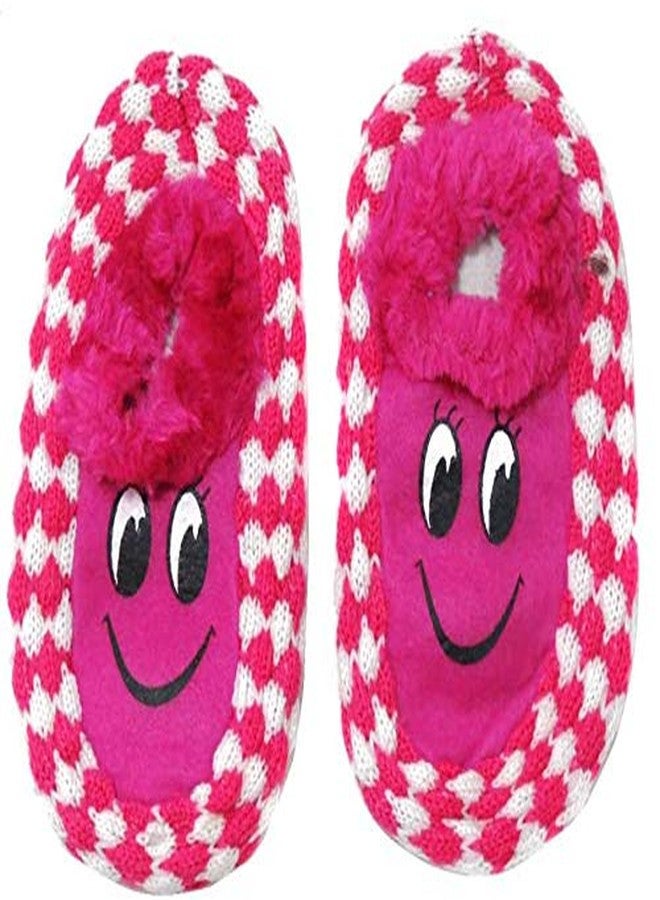 V3E جوارب شتوية دافئة متعددة الألوان للأطفال الصغار من V3E، بتصميم عيون لطيف، مناسبة للأولاد والبنات، جوارب محبوكة داخلية بنعل مطاطي ناعم (وردي، عبوة من قطعة واحدة) - (6-7 سنوات) - Image 1