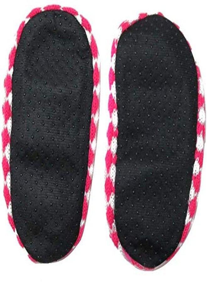 V3E جوارب شتوية دافئة متعددة الألوان للأطفال الصغار من V3E، بتصميم عيون لطيف، مناسبة للأولاد والبنات، جوارب محبوكة داخلية بنعل مطاطي ناعم (وردي، عبوة من قطعة واحدة) - (6-7 سنوات) - Image 2