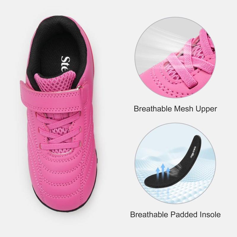 Stelle Baseball Cleats for Girls Boys Softball Shoes Kids Indoor Soccer Turf Shoes Futsal Athletic Cleats for Toddler/Little/Big Kid Fuchsia - Image 4