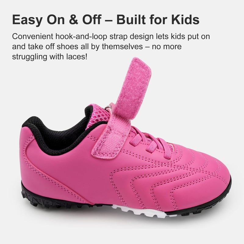 Stelle Baseball Cleats for Girls Boys Softball Shoes Kids Indoor Soccer Turf Shoes Futsal Athletic Cleats for Toddler/Little/Big Kid Fuchsia - Image 3