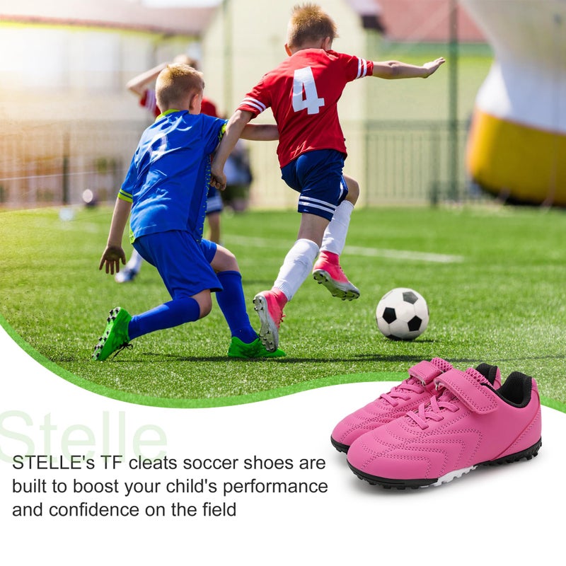 Stelle Baseball Cleats for Girls Boys Softball Shoes Kids Indoor Soccer Turf Shoes Futsal Athletic Cleats for Toddler/Little/Big Kid Fuchsia - Image 5