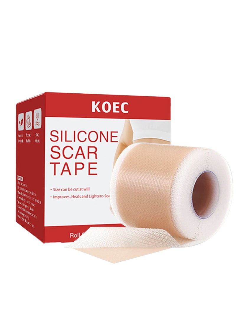 KOEC Scar Sheets (4*1.5M), Silicone Scar Tape for Scar Removal Treatment, Reusable Silicone Scar Strips for C-Section, Keloid, Burn, Acne, Surgical Scars 