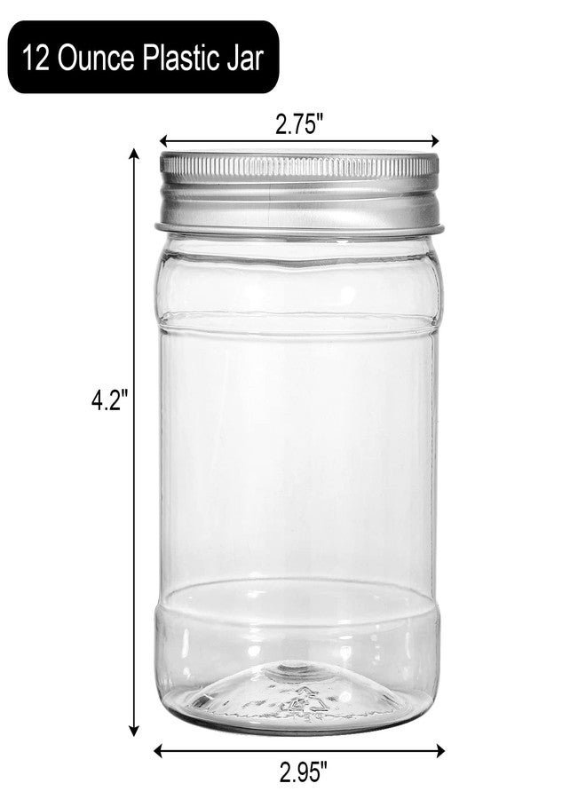 Fasmov 21 Pack 12 Ounce Clear Plastic Jars Containers with Screw On Lids, Round Empty Plastic Slime Storage Containers for Kitchen & Household Storage - BPA Free - Image 2