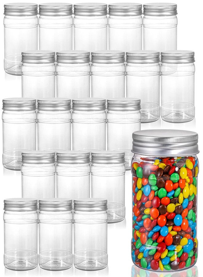 Fasmov 21 Pack 12 Ounce Clear Plastic Jars Containers with Screw On Lids, Round Empty Plastic Slime Storage Containers for Kitchen & Household Storage - BPA Free - Image 1
