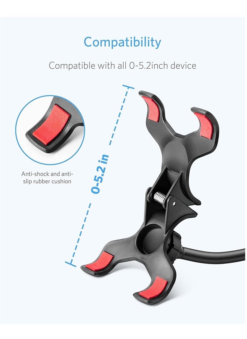 Flexible Solid Grip Phone Holder with Adjustable Universal Gooseneck Smartphone Stand,Used for Bed Kitchen, Black - Image 3