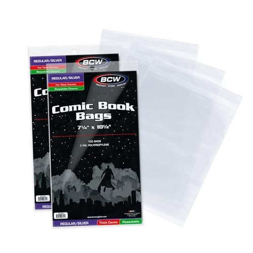 BCW Resealable Thick Silver Age Comic Bags 200 ct Archival Quality AcidFree Protection for Silver Age Comic Books 7 14 x 10 12 inches Comic Collection Storage Comic Books Bags - Image 1