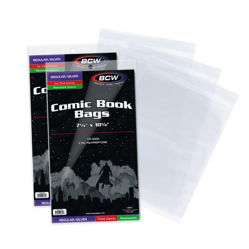BCW Resealable Thick Silver Age Comic Bags 200 ct Archival Quality AcidFree Protection for Silver Age Comic Books 7 14 x 10 12 inches Comic Collection Storage Comic Books Bags - Image 2