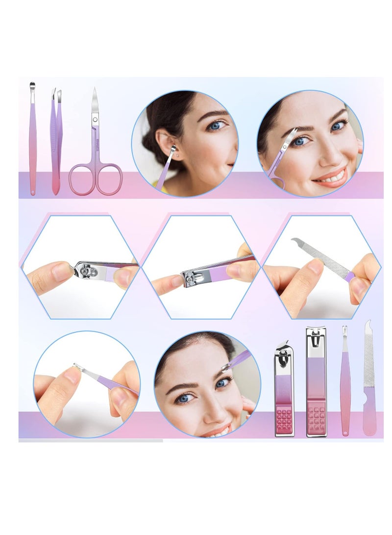 Aceoce Manicure Set Women Nail Clippers Manicure Pedicure Kit Basis Stainless Steel Manicure Kit Grooming Kit Nail Clipper Set Personal Nail Care Tools with Travel Case Gift for Women  - Image 2