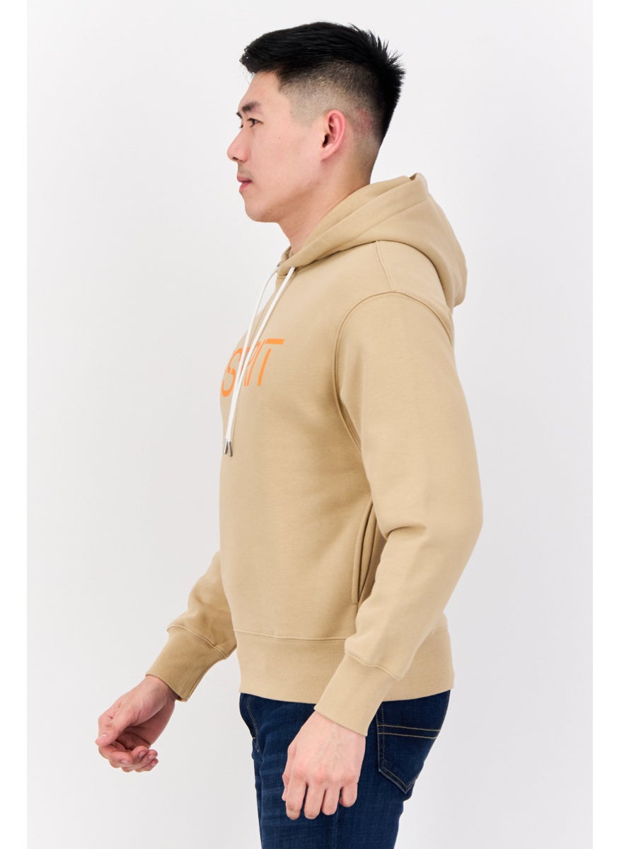 ESPRIT - Men Hooded Brand Logo Long Sleeves Sweatshirt, Tan - Image 1